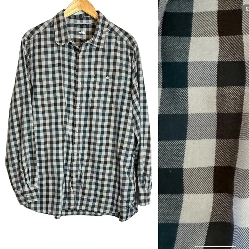 The North Face | Button Up Shirt Plaid Long Sleeve Pocket Logo